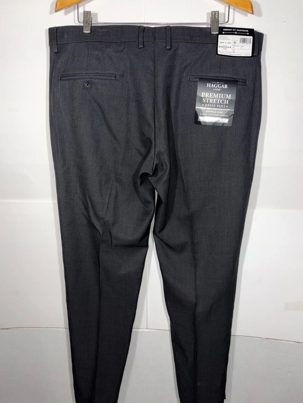 Pants Haggar Men's Wide-Leg Dress Pants in Charcoal 38W 30L
